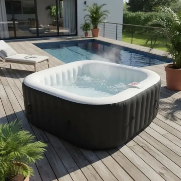 SUN SPA Laminerat fyrkantigt uppblåsbart spa - 6 personer - 1,85 x H 0,65 m