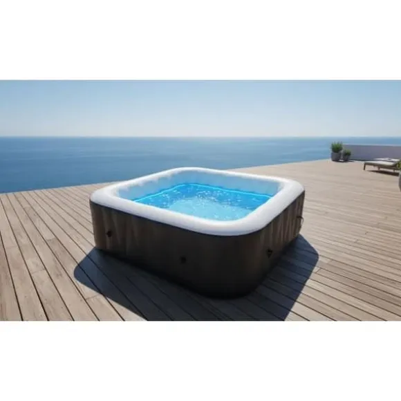 SUN SPA Laminerat fyrkantigt uppblåsbart spa - 6 personer - 1,85 x H 0,65 m