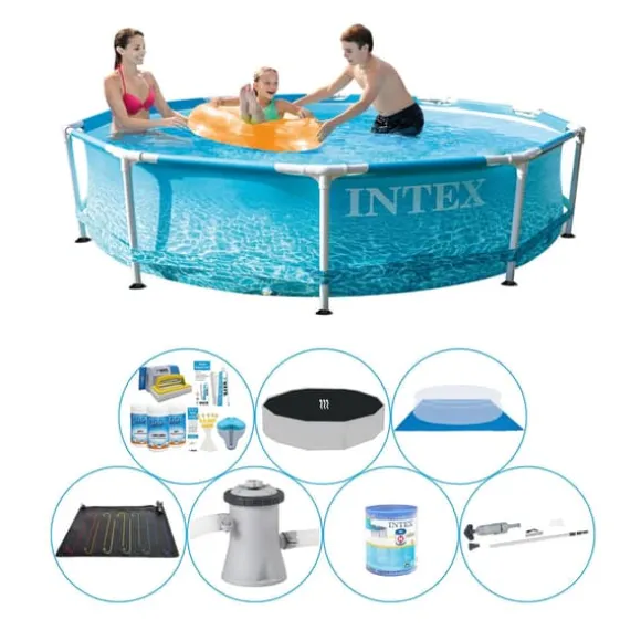 Super Pool Sæt - Intex Metalramme Rund Strand 305x76 cm