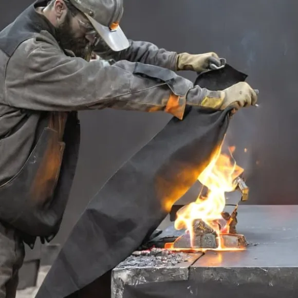 Svejsetæppe i kulstoffilt 4-pak, 37"x36", flammehæmmende, varmebestandigt op til 980°C, skærbar isoleringspude.