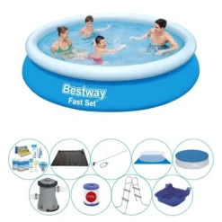Svømmebassin med tilbehør - Bestway Fast Set Rundt 366x76 cm