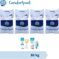 Svømmebassin salt Comfortpool - 80 kg (4 x 20) & WAYS Reparationssæt og teststrimler