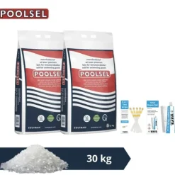 Swimming Pool Salt Polish - Velegnet til saltvandssystem - 30 kg & WAYS skrubbebørste