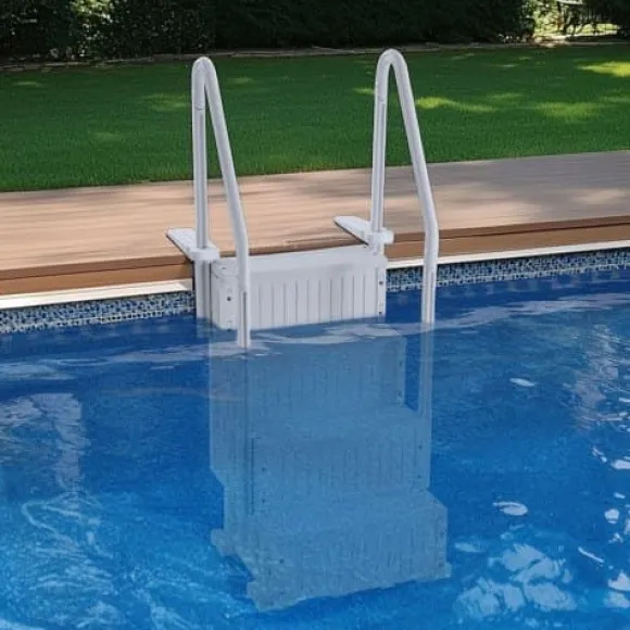 Swimmingpoolstige, 87,4x80,8x198,5 cm, Grå, PE