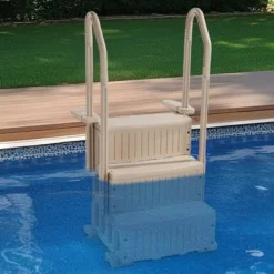 Swimmingpoolstige, 150x82x67 cm, taupe, PE
