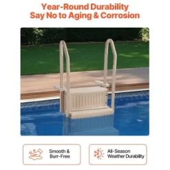 Swimmingpoolstige, 150x82x67 cm, taupe, PE