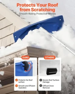 Tagrive - Tagsneskraber med hjul - 60 cm PP-blad - 1,18–5,55 m Teleskopskaft - Skridsikkert Håndtag - Letvægt - Til Sne, Blade og Affald