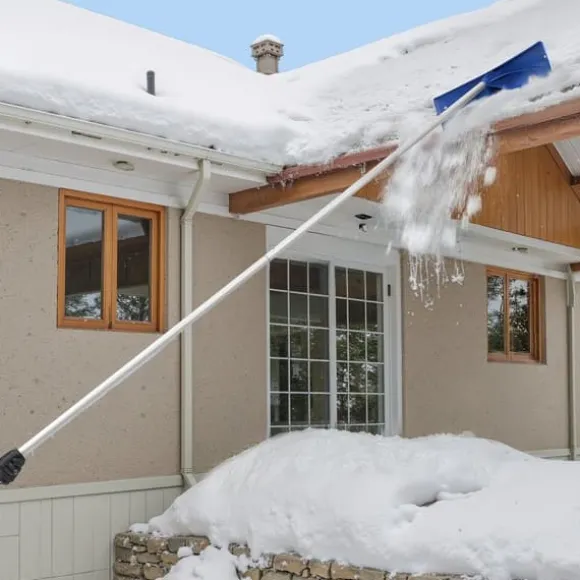 Tagrive - Tagsneskraber med hjul - 60 cm PP-blad - 1,18–5,55 m Teleskopskaft - Skridsikkert Håndtag - Letvægt - Til Sne, Blade og Affald