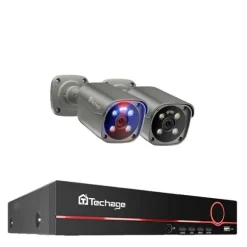 Techage Sikkerhedskamera System, 8 Kanal NVR, AI Menneske Detektion,1T, 8CH 2Stk 8MP Kamera