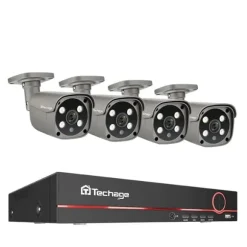 Techage Sikkerhedskamera System, 8 Kanal NVR, AI Menneske Detektion,8CH 4Stk 5MP Kamera, 4T