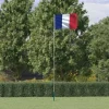 Teleskopisk flagstang med fransk flag - Holdbart aluminium | Højde: 5,55 m