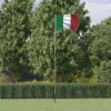 Teleskopisk flagstang med italiensk flag - Aluminium | Højde: 5,55 m