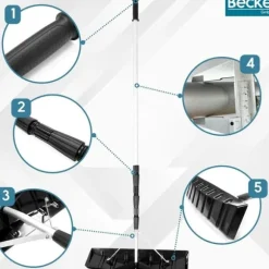 Teleskopisk sneskraber, tagsneskovl, aluminium, foldbar