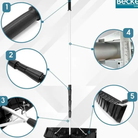 Teleskopisk sneskraber, tagsneskovl, aluminium, foldbar
