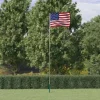 Teleskopisk USA flagstang med flag – Aluminium | Højde: 5,55 m