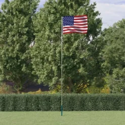Teleskopisk USA flagstang med flag – Aluminium | Højde: 5,55 m