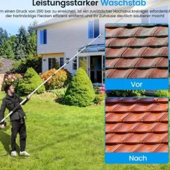 Teleskopstav til højtryksrenser 550 cm forlængerstav sæt med 5 sprøjtedyser teleskop højtryksrenser