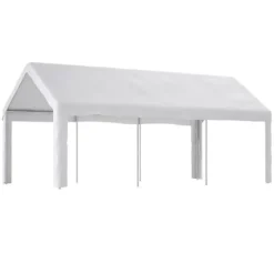Teltgarage-carport 3x6 m vintersikker med rulledør til bil, SUV og aftagelige sidevægge