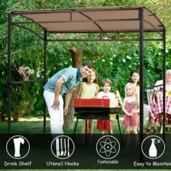 Terrasse Grilltelt, 216x134x211 cm, Brun