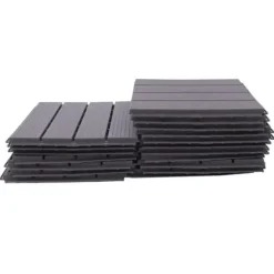 Terrassefliser - Klikfliser 30 x 30 cm - 22 Stk - Polypropylen - Sammenlåsende - Inde & Ude - Mørkegrå