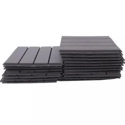 Terrassefliser - Klikfliser 30 x 30 cm - 22 Stk - Polypropylen - Sammenlåsende - Inde & Ude - Mørkegrå