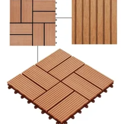 Terrassefliser 11 stk. WPC 30 x 30 cm 1 m2 teakfarvet - Terrasseflise - Terrassefliser - Home & Living
