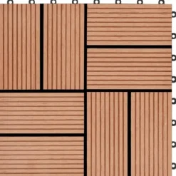 Terrassefliser 11 stk. WPC 30 x 30 cm 1 m2 teakfarvet - Terrasseflise - Terrassefliser - Home & Living