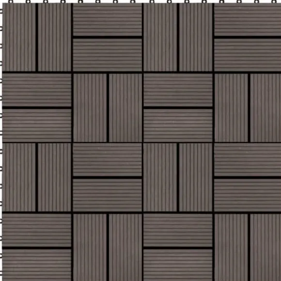 Terrassefliser 11 stk. WPC 30 x 30 cm 1 m2 mørkebrun - Terrasseflise - Terrassefliser - Home & Living