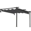 Terrassepergola ca. 3x3 m, aluminium, vægmonteret, justerbart tag, mørkegrå