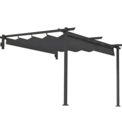 Terrassepergola ca. 3x3 m, aluminium, vægmonteret, justerbart tag, mørkegrå