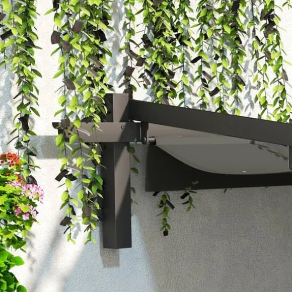 Terrassepergola ca. 3x3 m, aluminium, vægmonteret, justerbart tag, mørkegrå