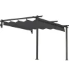Terrassepergola ca. 3x3 m, aluminium, vægmonteret, justerbart tag, mørkegrå
