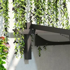 Terrassepergola ca. 3x3 m, aluminium, vægmonteret, justerbart tag, mørkegrå