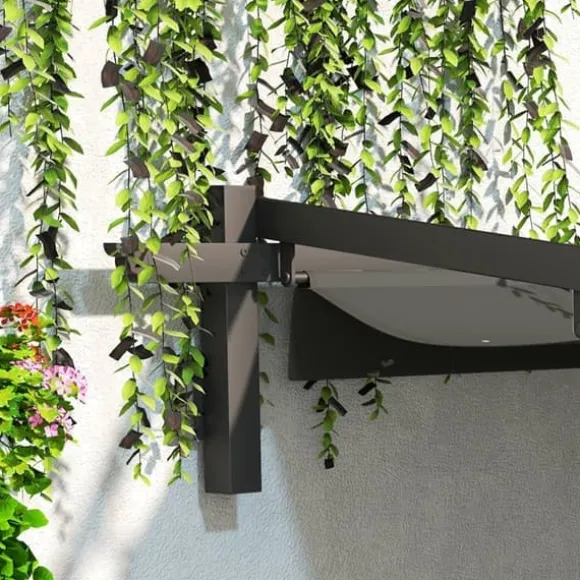 Terrassepergola ca. 3x3 m, aluminium, vægmonteret, justerbart tag, mørkegrå