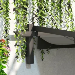 Terrassepergola ca. 3x3 m, aluminium, vægmonteret, justerbart tag, mørkegrå