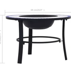 The Living Store bålfad mosaik 68 cm keramik blå og hvid - Ildsteder