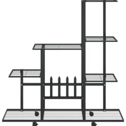 The Living Store blomsterstativ med hjul 94,5x25x92,5 cm metal sort - Planteborde
