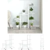 The Living Store blomsterstativ med hjul 94,5x25x92,5 cm metal hvid - Planteborde