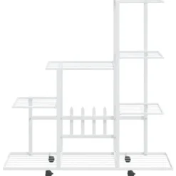 The Living Store blomsterstativ med hjul 94,5x25x92,5 cm metal hvid - Planteborde