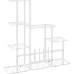 The Living Store blomsterstativ 94,5x25x88 cm metal hvid - Planteborde