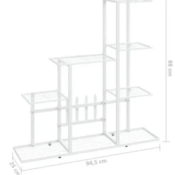 The Living Store blomsterstativ 94,5x25x88 cm metal hvid - Planteborde