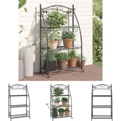 The Living Store blomsterstativ 56x30x96 cm stål sort - Planteborde