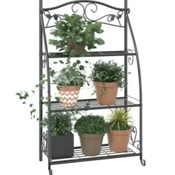 The Living Store blomsterstativ 56x30x96 cm stål sort - Planteborde