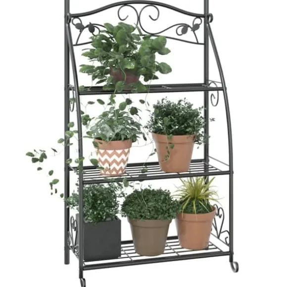 The Living Store blomsterstativ 56x30x96 cm stål sort - Planteborde
