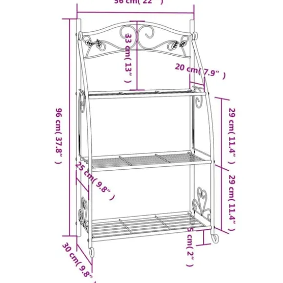 The Living Store blomsterstativ 56x30x96 cm stål sort - Planteborde