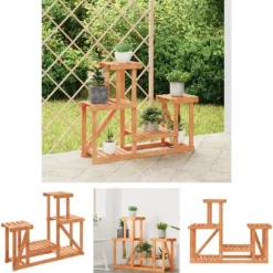 The Living Store blomsterstativ 90x25x73,5 cm massivt fyrretræ - Planteborde