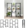 The Living Store blomsterstativ med hjul 83x25x83,5 cm jern sort - Planteborde