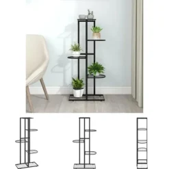 The Living Store blomsterstativ i 5 niveauer 43x22x98 cm metal sort - Planteborde