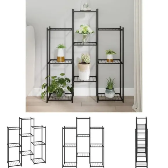 The Living Store blomsterstativ 85x25x100 cm jern sort - Planteborde