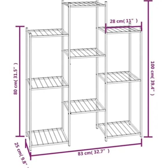 The Living Store blomsterstativ 85x25x100 cm jern sort - Planteborde